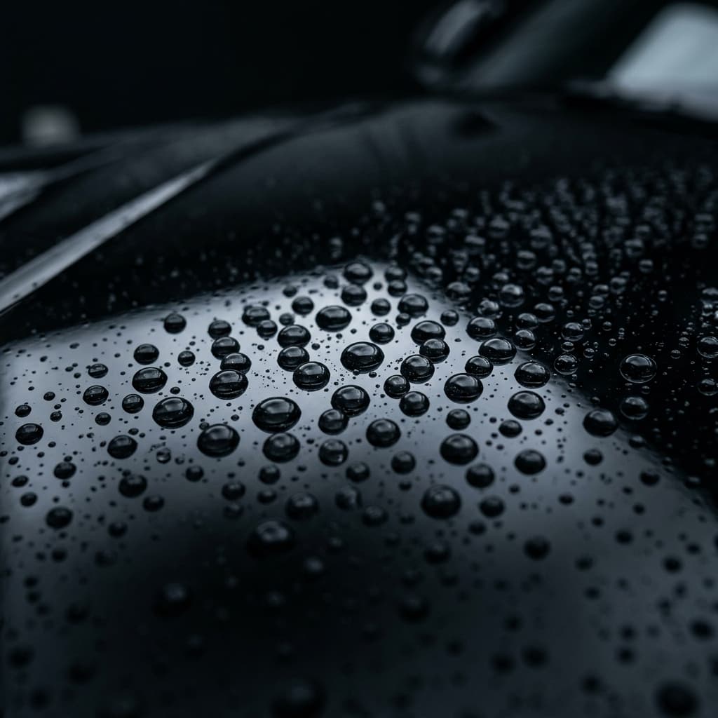 Water beading on waxed paint